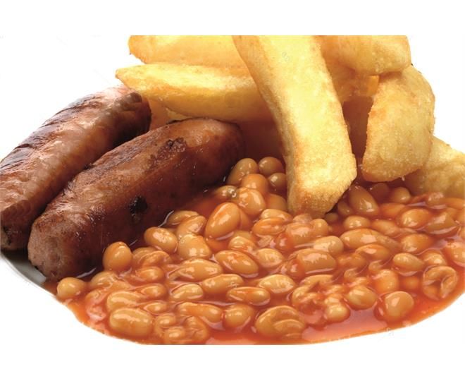 Sausage, Chips and Beans