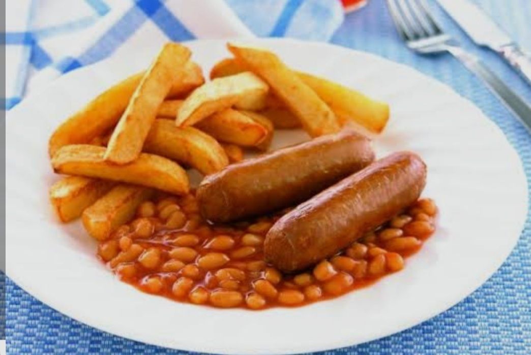 Sausage,Chips and Beans