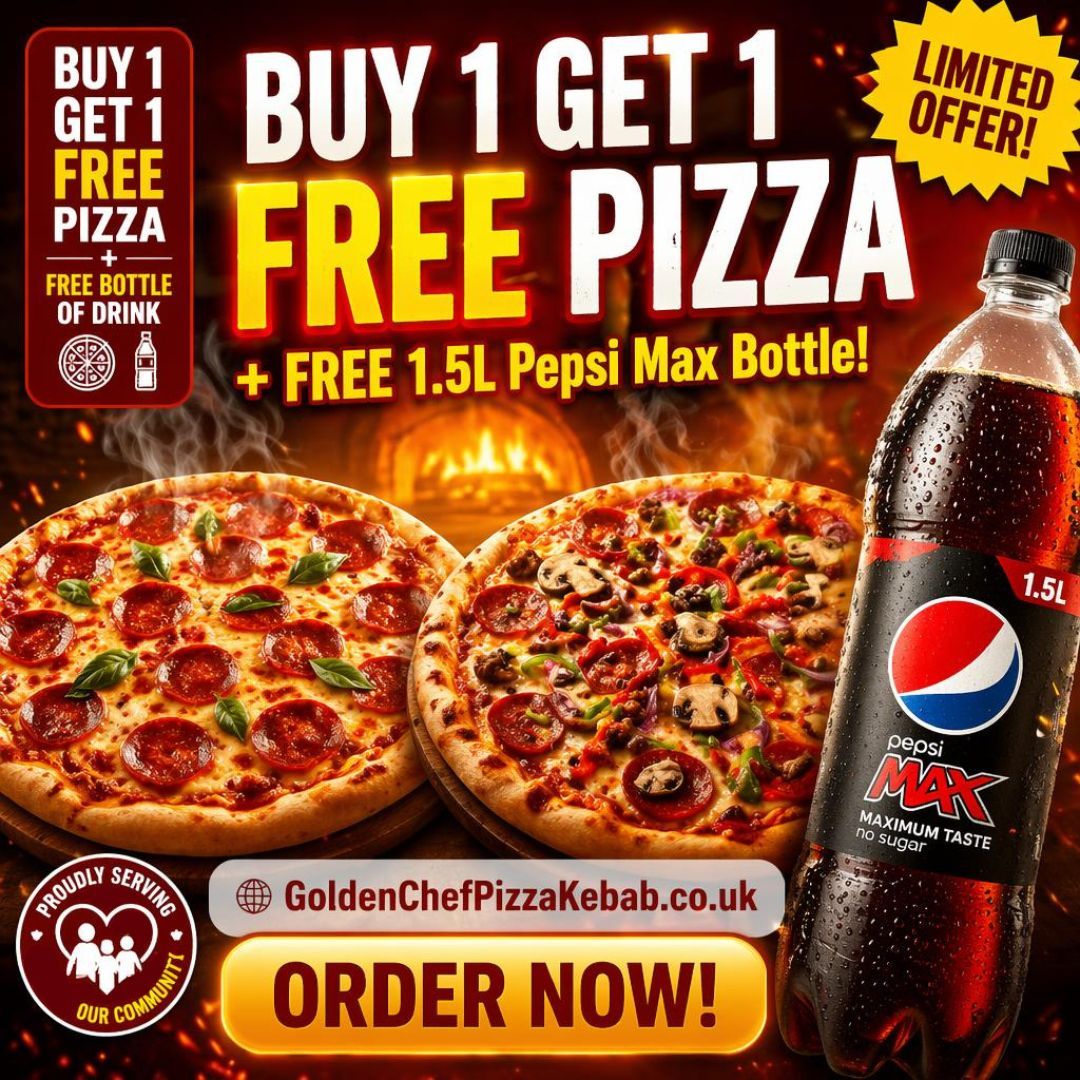OFFER: Buy One GET One FREE Pizza + FREE Bottle of Drink